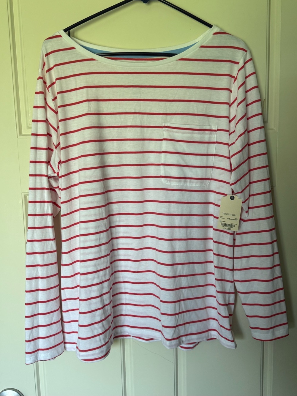 St. John's BayWhite Long Sleeve Tee with Red Stripes